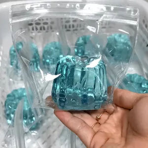 Blue translucent squishy toy in plastic bag for stress relief and sensory play
