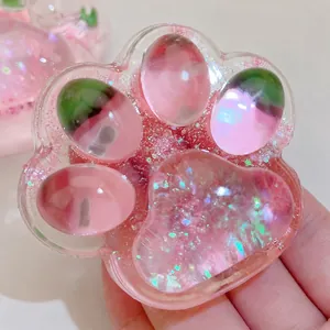 Cute Cat Paw Squishy Toy Slow Rebound Simulation Jelly Strawberry Mud Stress Relief Fidget Toy For Adults Kids Gift