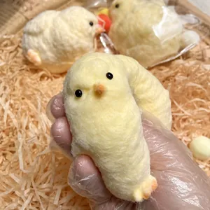 Cute soft yellow chick squishy toy made of TPR for stress relief and sensory play