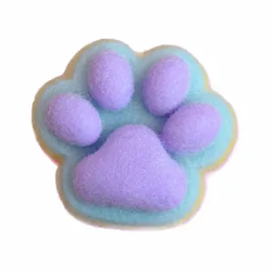 Jouet squishy patte de chat floquée douce pour soulager le stress en violet et bleu