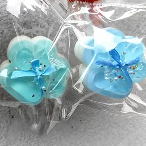 Sea salt series cute cat paw shaped squishy toys with ribbon and bead decorations in packs