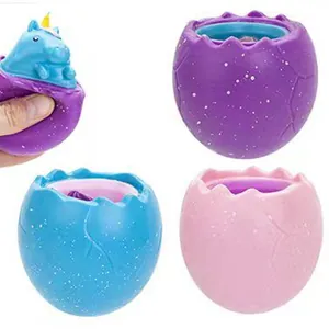 Squeeze unicorn egg fidget toy for stress relief and fun in purple blue and pink colors