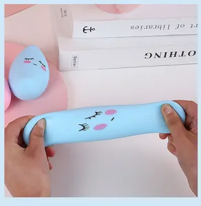 Close-up showing the high elasticity and soft texture of this cartoon moon squishy toy.
