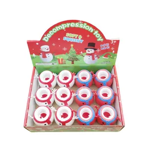 Lot de 12 jouets à presser bonhomme de neige de Noël souples dans sa boîte colorée
