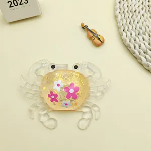 Glittery crab maltose squeeze toy with floral patterns and soft texture