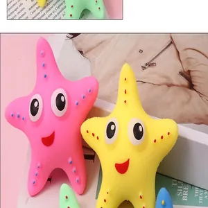 Macro view of adorable starfish squishy toys with vibrant pink and yellow colors