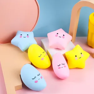 Colorful star and moon squishy stress relief toys with cute cartoon facial expressions