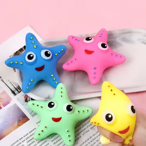 Cute Starfish Big Eyes Squishy Toy Slow Rising Stress Relief Squeeze Toy Multicolor Plastic Flour Filled Sensory Fidget Toy for Kids Adults