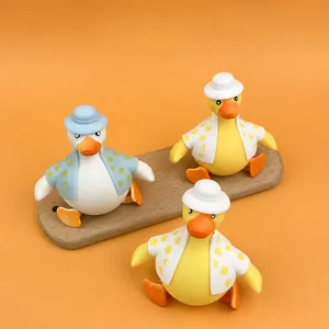 Cute cartoon dress-up duck squeeze toys for stress relief, set of 3 figurines