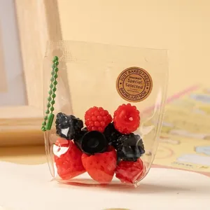 Vue détaillée de jouets de baies réalistes dans un sac transparent avec chaîne