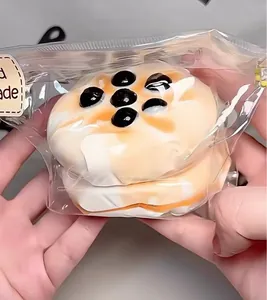 Realistic brown sugar pearl toast squishy toy for stress relief