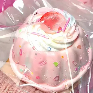 Cute Strawberry Pudding Silicone Squishy Toy Slow Rebound Decompression Toy For Students Office Desktop Stress Relief Gift