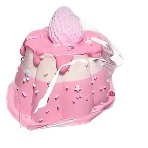 Cute pink strawberry cream pudding squishy toy for slow rebound stress relief fun