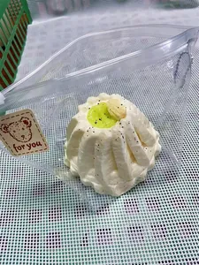 Hand-made Gugelhupf cake cream squishy stress relief toy in clear packaging with bear tag