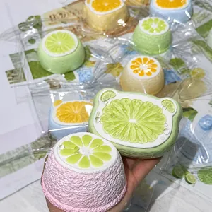Schattige Beer Vormige Jelly Oranje Vruchtenplakje Squishy Speelgoed Voedselveilig Siliconen Extra Dik Stressverlichting Geschenk