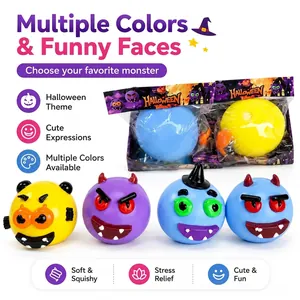 Juguetes antiestrés squishy de monstruos de Halloween con caras divertidas y varios colores