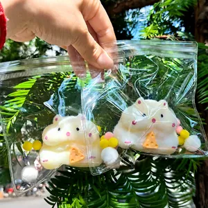 Cute Hamster Squishy Toy Soft Flocked Stress Relief Squeeze Toy With Cheese Accessory For Kids Adults Decompression Gift