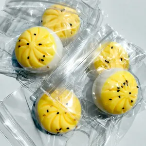 Giocattolo squishy realistico a forma di dolce al tuorlo d'uovo, morbido antistress lento