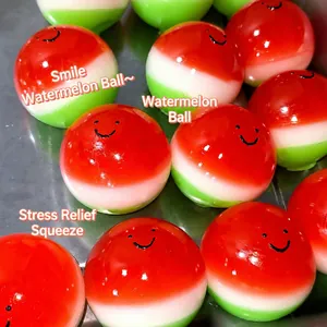Cute watermelon patterned slow rebound squishy stress relief toy with smiley face design