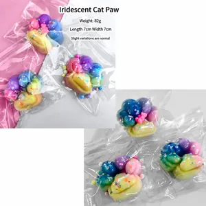 Buntes Regenbogen Katzenpfote Squishy-Spielzeug mit Glitzer und Sternen