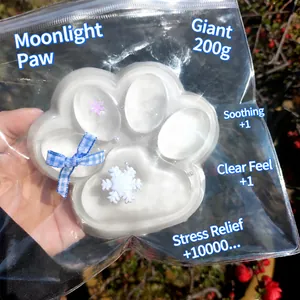 Riesiges 200g transparentes Katzenpfoten-Squishy-Spielzeug mit Schneeflocke und Schleife
