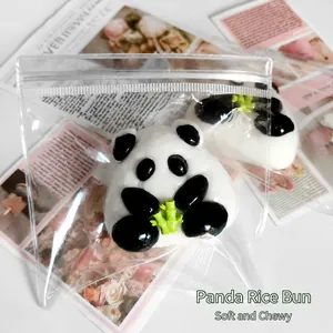 Schattig panda rijstbal squishy speelgoed met bamboe in transparante verpakking