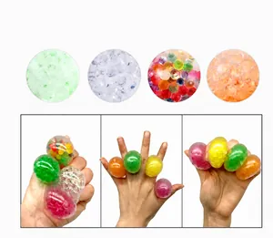 Colorful grape squishy stress relief toy filled with vibrant water beads detail