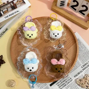 Handmade silicone bear slipper squishy toy keychain for creative stress relief and decompression
