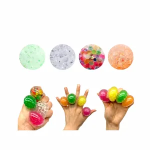 Set of colorful bead-filled squishy stress balls for anxiety relief and sensory play