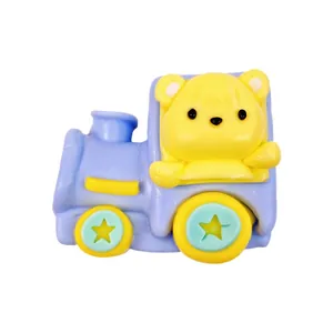 Cute handmade silicone bear train squishy toy for slow rebound and stress relief.