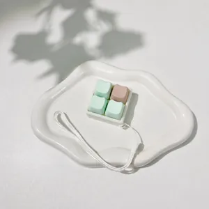 Macro view of 4-key mechanical switch tester with cute cat-ear keycaps