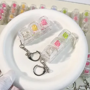 3-Toetsen Mechanische Toetsenbord Schakelaar Tester Sleutelhanger Transparant Acryl Fidget Speelgoed ADHD Stressverlichting Vingertop Klikknop Hanger