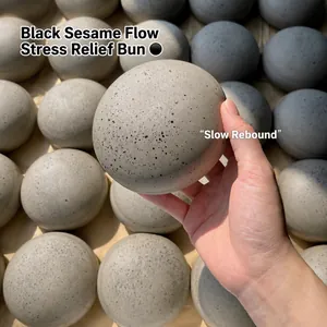 Soft slow rebound squishy toy in realistic black sesame bun style for stress relief