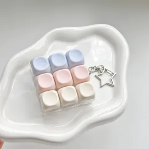 Macaron color 9-key mechanical switch fidget keychain for office stress relief toy