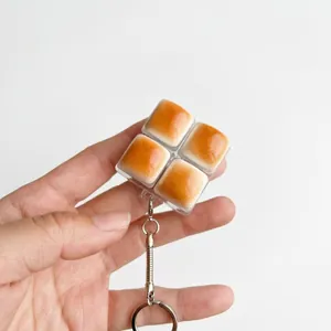 Caramel bread shaped decompression button toy keychain for stress relief