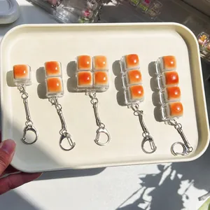 Simulatie Karamel Brood Mechanische Schakelaar Tester Fidget Speelgoed Sleutelhanger Creatieve Stressverlichting Vinger Speelgoed Voor Kantoor Rugzak Decor Cadeau