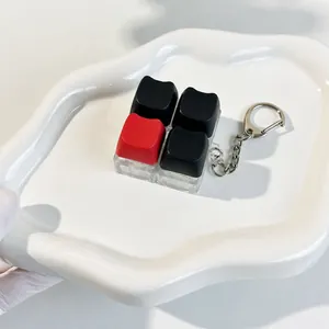 Detailed macro view of cat-shaped mechanical keycap fidget toy with 4 pressable keys
