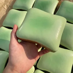 Slow rebound green toast squishy toy for stress relief, 11x10x4cm size
