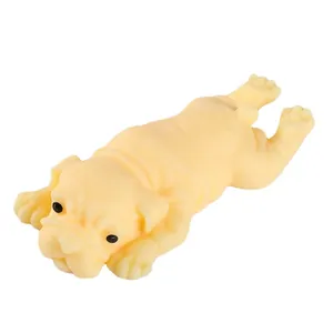 Adorable squishy shar-pei puppy dog fidget stress relief toy in soft pale yellow color