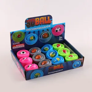 12pcs colorful 3D decompression ball fidget toys with sports theme designs for stress relief