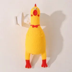Gedetailleerd overzicht van het klassieke gele schreeuwende kippenspeelgoed voor stress