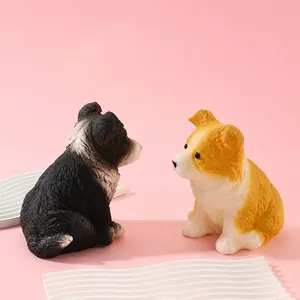 Cute Border Collie squishy stress relief toys in black and tan for desktop decoration