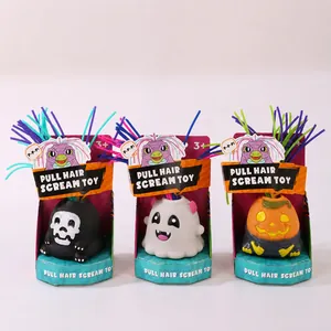 Halloween themed set of 3 pull hair screaming monster toys for holiday stress relief