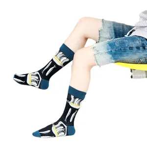 Quirky unisex mid-calf socks with creative canned fish graphics for casual daily wear