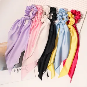 Multicolor satin ribbon hair scrunchies set for women and girls ponytail accessories