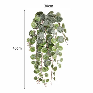 Lush artificial hanging String of Hearts plant vine for home balcony greenery decor 45cm