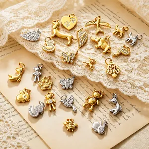 Mini 3D Animal Shaped Pendants Stainless Steel 18K Gold Plated Rhinestone Charms For DIY Necklace Bracelet Making Women Fashion Jewelry Accessories