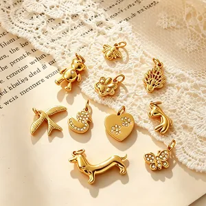 Elegant collection of 18K gold-plated mini animal charms for DIY jewelry making