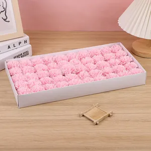 Scatola di teste di fiori di garofano di sapone rosa per matrimonio e decorazione