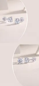 Detail von Moissanit-Ohrsteckern aus 925er Sterlingsilber mit sicherem Schraubverschluss